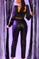 Sexy lederlook broek met riem zwart
